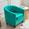 thumbnail image 1 of Yipa Tub Chair Slipcover 2 Piece Club Chair Sofa Armchair Cover Soft Printed Round Barrel Chair Covers Bar Counter Furniture Protector,Peacock Blue, 1 of 2