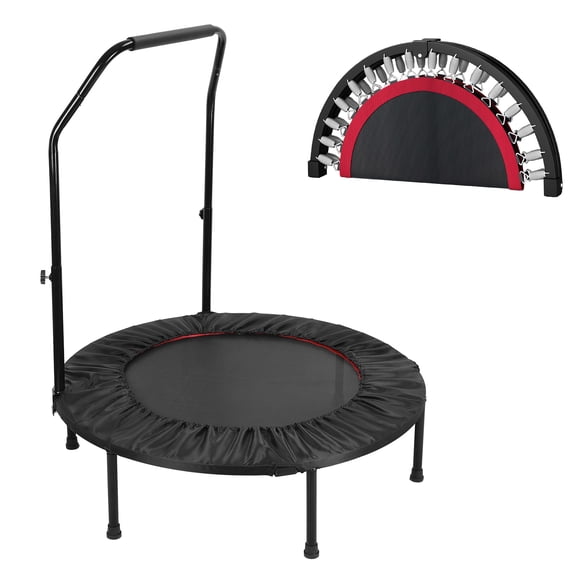 Yipinau 40 Inch Foldable Mini Trampoline, 450 lbs Capacity Fitness Rebounder with Adjustable Handle, Exercise Trampoline for Adults Indoor Home Workout, Bungee Jumper