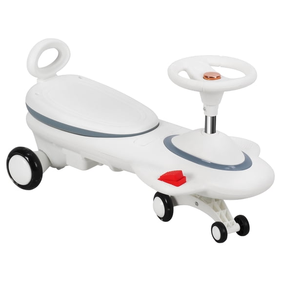 Yipinau 6.7V Electric Wiggle Car for Kids, 2-in-1 Ride-On Swing Car with Flashing Lights and Music, Twister Car for Ages 1-6, White Toddler Ride-On Toy