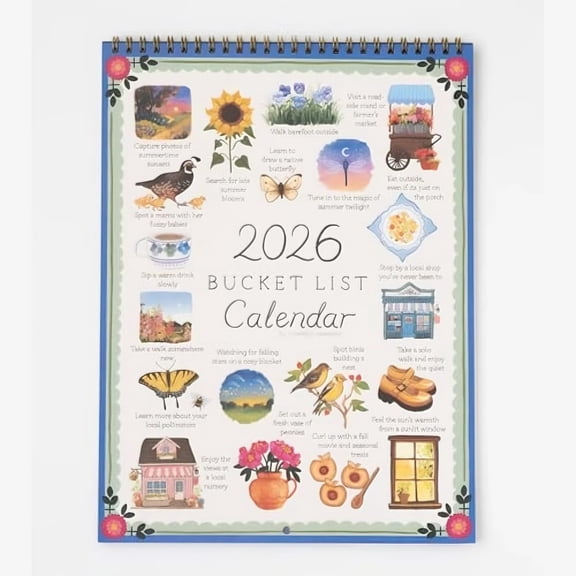 Yippzo 2026 Bucket List Calendar, Inspirational Goal-Setting Hanging Wall Calendar,for Mindful Living, Goal Setting & Unique Gift for Friends & Family