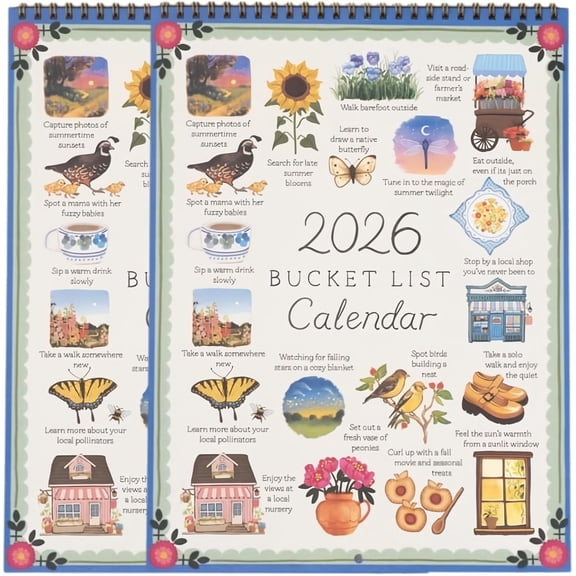 Yippzo 2026 Bucket List Wall Calendar - Celebration Of Life’s Seasons, Inspirational 12-Month Wall Calendar,2026 To Do List Calendar Monthly Calendar Planner Decor