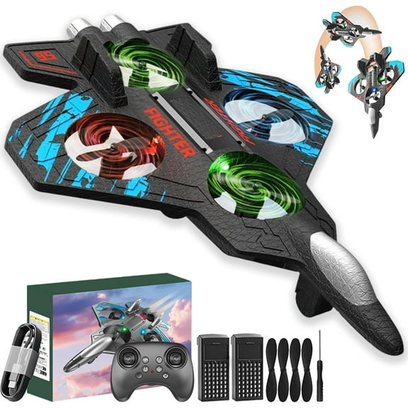 Yippzo 2026 New RC Jet, Rc Stunt Fighter Jet Toy with 360° Flips & LED Lights, Christmas Remote Control Helicopter, Remote Control Airplane, Stunt Roll