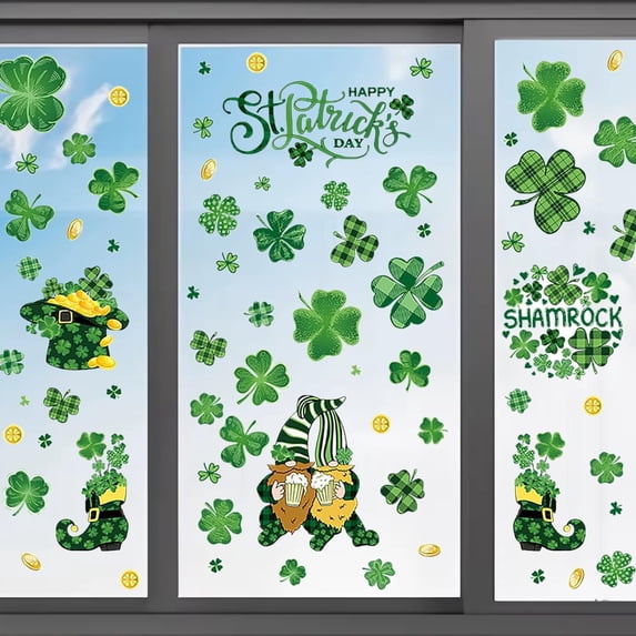 Yippzo 500Pcs St. Patrick's Day Stickers Roll, Shamrock Stickers for St Patricks Day Decorations, Self-Adhesive Laser Seal Labels Decor for Envelope Cards Gift Bags