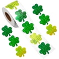 thumbnail image 1 of Yippzo 500Pcs St. Patrick's Day Stickers Roll, Shamrock Stickers for St Patricks Day Decorations, Self-Adhesive Laser Seal Labels Decor for Envelope Cards Gift Bags, 1 of 7