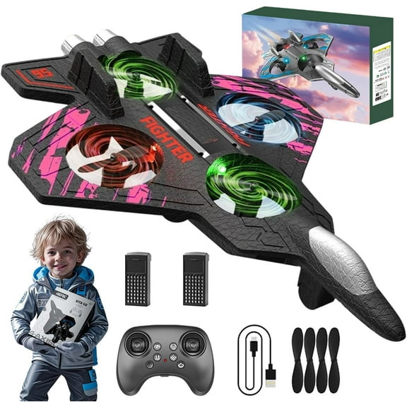 Yippzo Advanced Rc Jet, Rc Stunt Fighter Jet Toy with 360° Flips & LED Lights, Christmas Remote Control Drone, Foam Remote Control Airplane