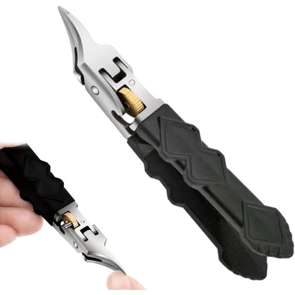 Yippzo Black Anti-Slip Grip Gear Lock Nail Clipper Set with Ultra-Sharp Tips for Precise Access to Nail Grooves, Designed to Reach Nail Grooves for Men Seniors