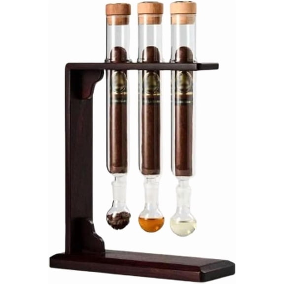 Yippzo Cigar Flavor Injector Humidifier, Cigar Infuser Glass Tube Kit, Aromatherapy Display Rack for Cigars Lovers and Enthusiasts, Airtight Cap for DIY Flavor Infusion