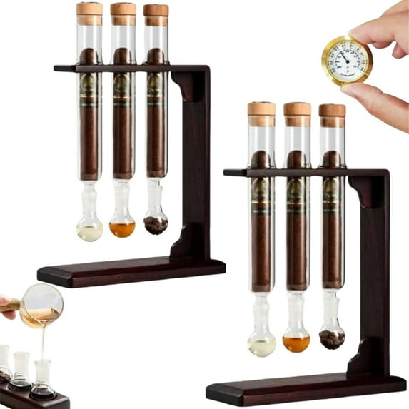 Yippzo Cigar Flavor Injector Humidifier, Cigar Infuser Glass Tube Kit Humidor with Handmade DIY Cigars Aromatherapy Base Display for Men Cigars Lovers