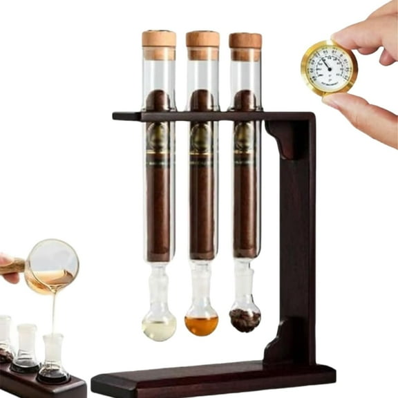 Yippzo Cigar Flavor Injector Humidifier, Cigar Infuser Glass Tube Kit Humidor with Handmade DIY Cigars Aromatherapy Base Display for Men Cigars Lovers