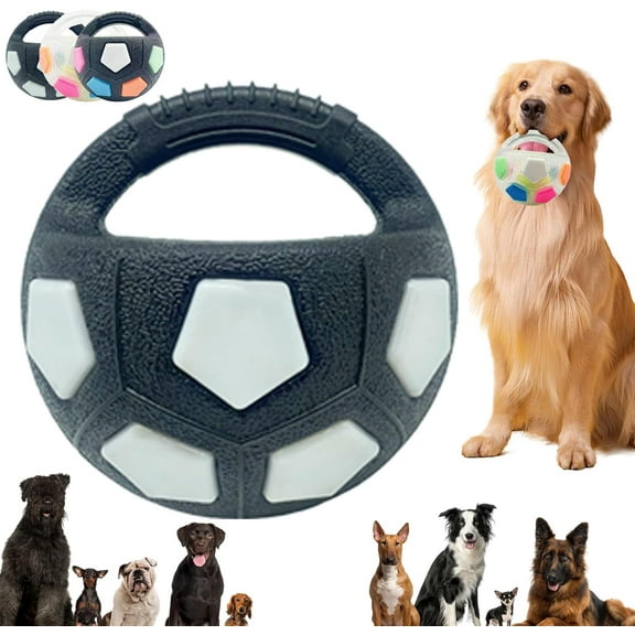 Yippzo Dog Toy Soccer Ball with Handles, 2026 New Interactive Toss and Fetch Play with Handle, Squeaky Floating Ball, for Water Play, Training, Outoor Games