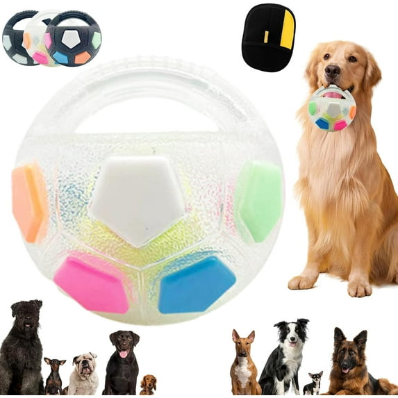 Yippzo Dog Toy Soccer Ball with Handles, 2026 New Interactive Toss and Fetch Play with Handle, Squeaky Floating Ball, for Water Play, Training, Outoor Games