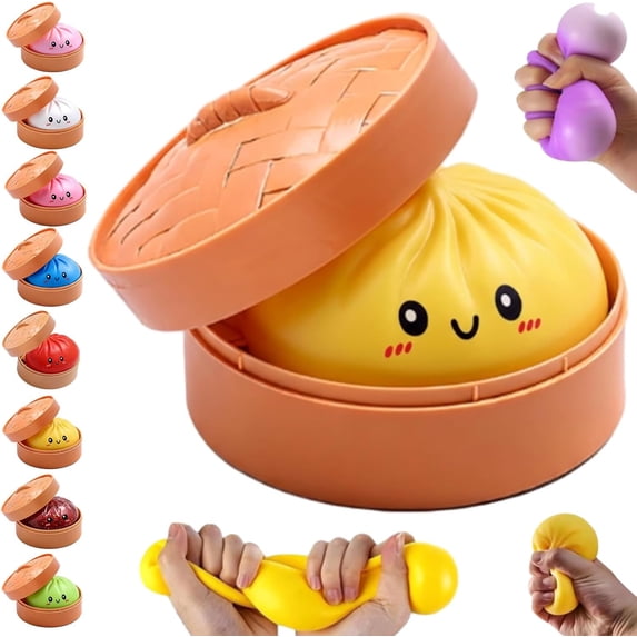 Yippzo Dumpling Squishy Mystery Box, Dumpling Squishy Stress Ball, Soft Slow Rising Squeeze Dough with Steamer Case, Sensory Fidget for Adults