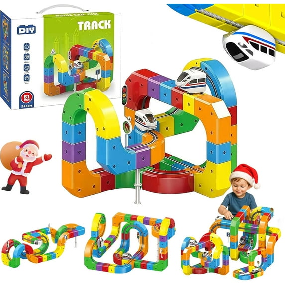 Yippzo Electric Train Routes with Mix-and-Match Cubes, Track Fusion Train Routes, 3D Infinity Trains Route, DIY Electric Railway Builder Kits with Moving Trains