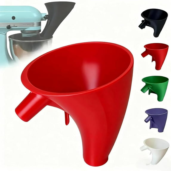Yippzo Flour Funnel for Kitchen Aid Mixer, Stand Mixer Attachment, Mess Free Guided Pouring, Easy Clean Durable Accessory for Baking and Cooking Prep