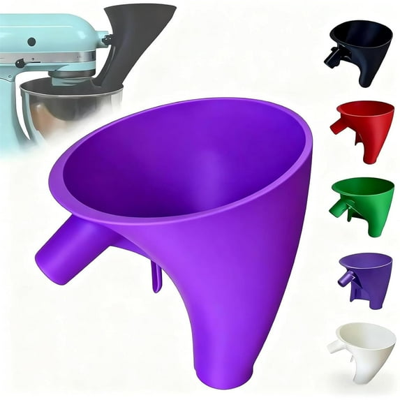 Yippzo Flour Funnel for Kitchen Aid Mixer, Stand Mixer Attachment, Mess Free Guided Pouring, Easy Clean Durable Accessory for Baking and Cooking Prep