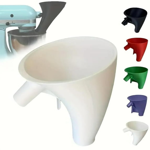 Yippzo Flour Funnel for Kitchen Aid Mixer, Stand Mixer Attachment, Mess Free Guided Pouring, Easy Clean Durable Accessory for Baking and Cooking Prep