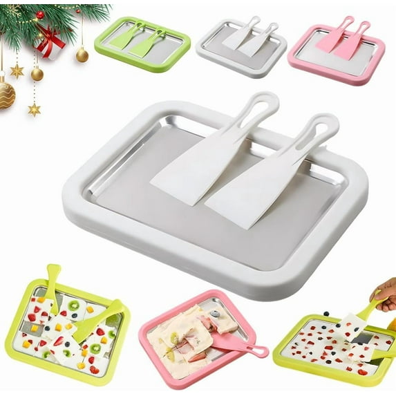 Yippzo At Home Rolled Ice Cream Maker, 2026 Upgrade Portable Rolled Ice Cream Kit, Food-Grade Stainless Steel Ice Cream Tray with 2 Scrapers, for Home Kitchen