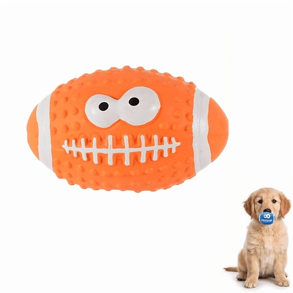 Yippzo Interactive Dog Football Toys, Squeaky Rugby Ball Set, Rubber Training Balls for Medium Large Dogs, Teeth Cleaning Chew Toys with Textured Surface