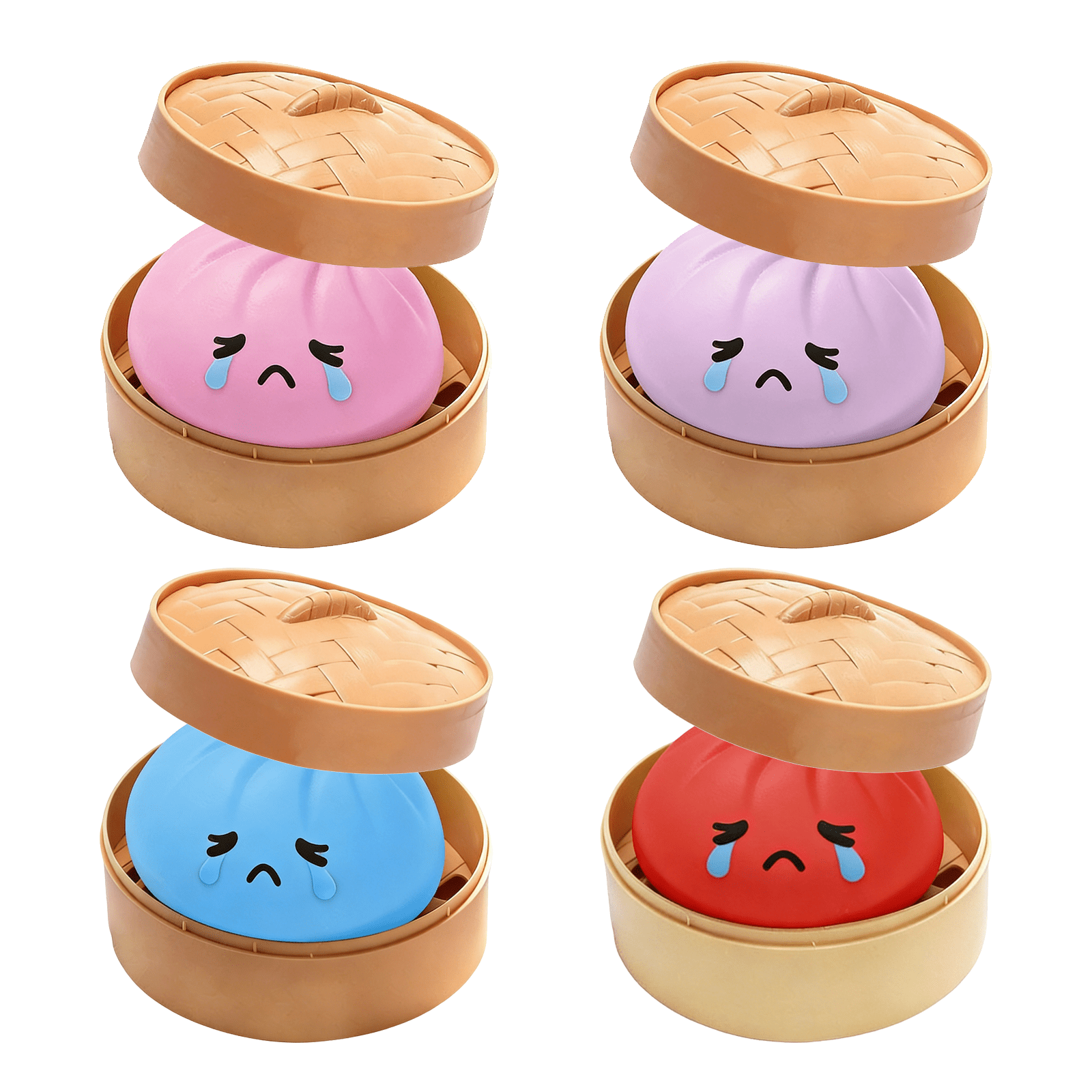 Yippzo Large Crying Dumpling Squishy Stress Ball, 3.35 Inch Jumbo Rainbow Mystery Squishy Bun Sensory Toys for Anxiety Relief Fidget, for Party Favors