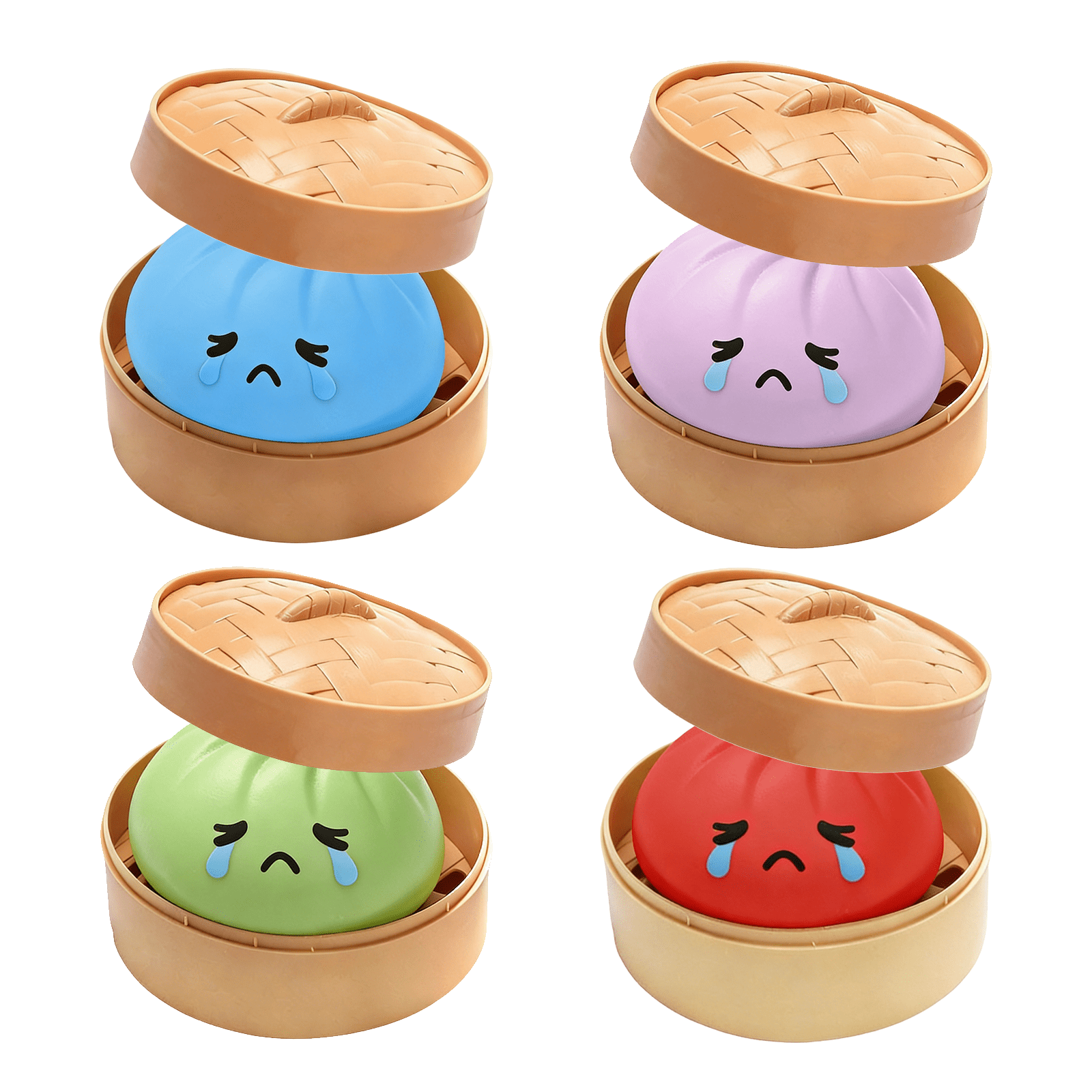 Yippzo Large Crying Dumpling Squishy Stress Ball, 3.35 Inch Jumbo Rainbow Mystery Squishy Bun Sensory Toys for Anxiety Relief Fidget, for Party Favors