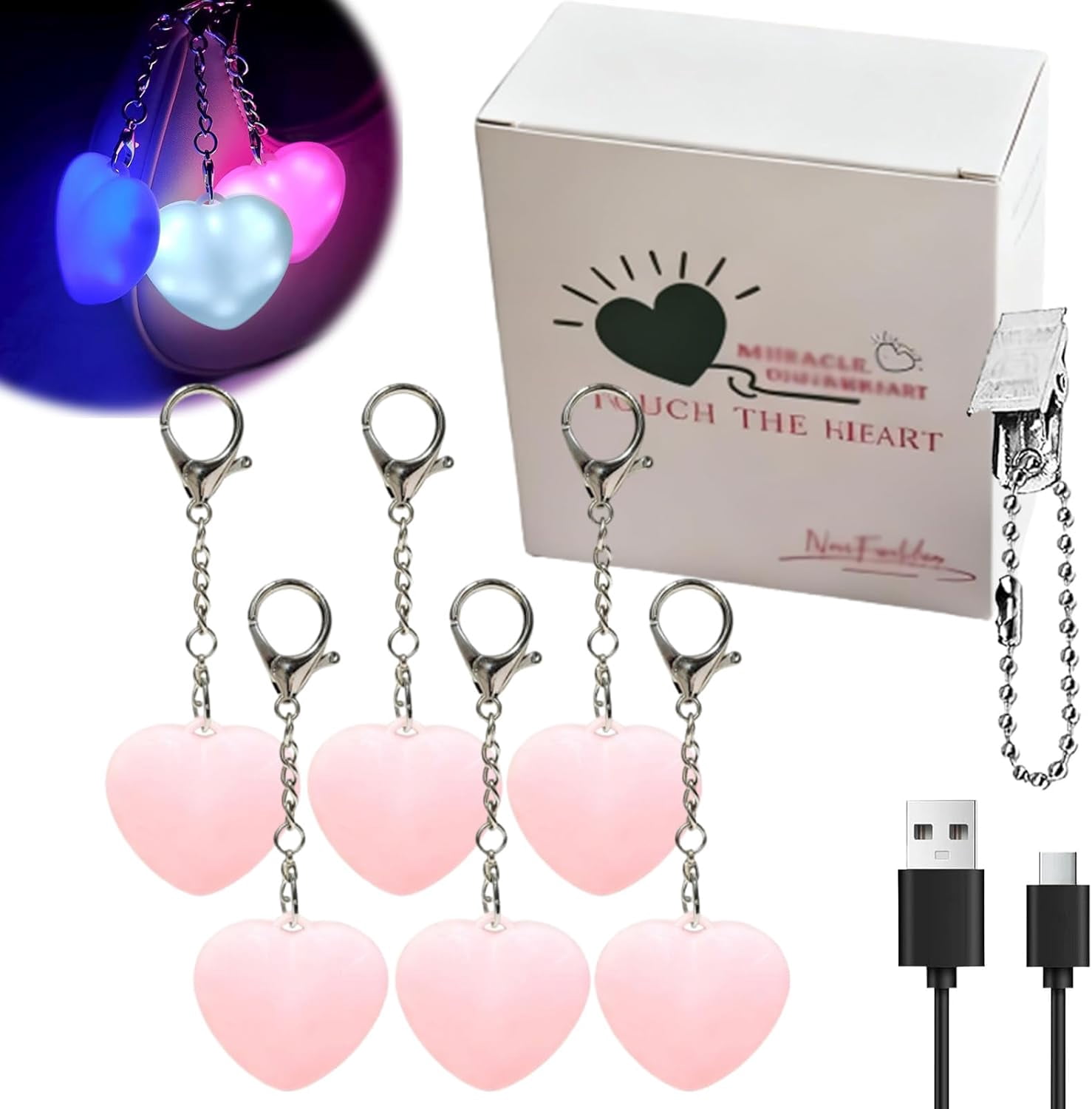 Yippzo Love Wallet Tote Bag Touch Sensing Light Mini LED Purse Keychain ...