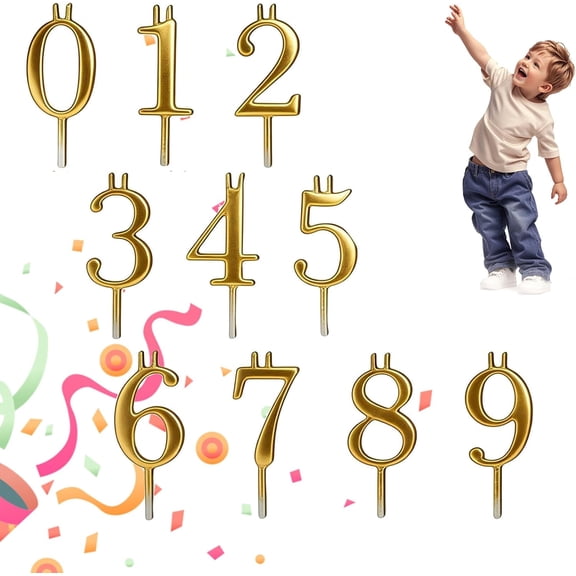 Yippzo Reusable Number Candles for Birthday Cakes, Number Candle Holders Set, Numbers 0-9, for Party Birthday Family Events Home Celebration