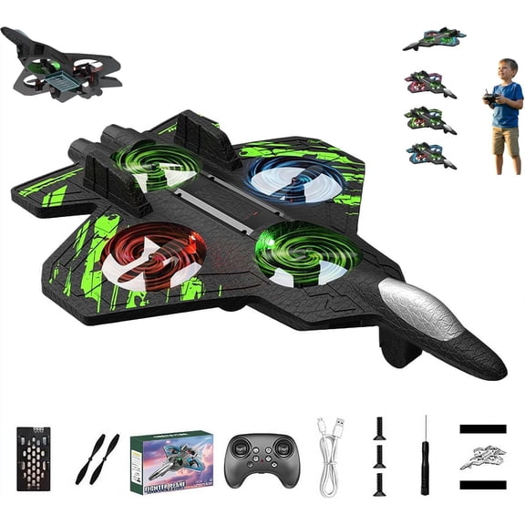 Yippzo Skyriders RC Jet,RC Stunt Fighter Jet Toy with 360° Flips & LED Lights, Christmas Remote Control Helicopter, Foam Remote Control Airplane