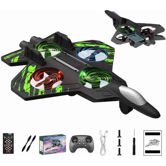 Yippzo Skyriders Rc Jet, Rc Stunt Fighter Jet Toy with 360° Flips & LED Lights, Christmas Remote Control Helicopter, for Xmas Birthday Gifts