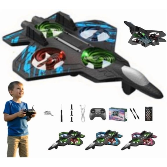 Yippzo Skyriders Rc Jet, Remote Control Fighter Jet, Rc Stunt Fighter Jets Toy with 360° Flips & LED Lights, Foam Remote Control Airplane, Christmas Gifts