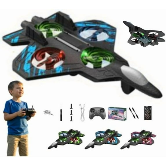 Yippzo Skyriders Rc Jet, Remote Control Fighter Jet, Rc Stunt Fighter Jets Toy with 360° Flips & LED Lights, Foam Remote Control Airplane, Christmas Gifts