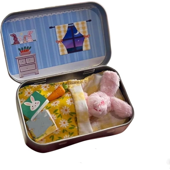 Yippzo Small Pocket Bunnies, Easter Mini Plush Bunny Play Set, Little Pocket Bunny, Cute Rabbit Plush Toy in a Tin, DIY Pet Rabbit Adoption for Easter Basket Stuffer
