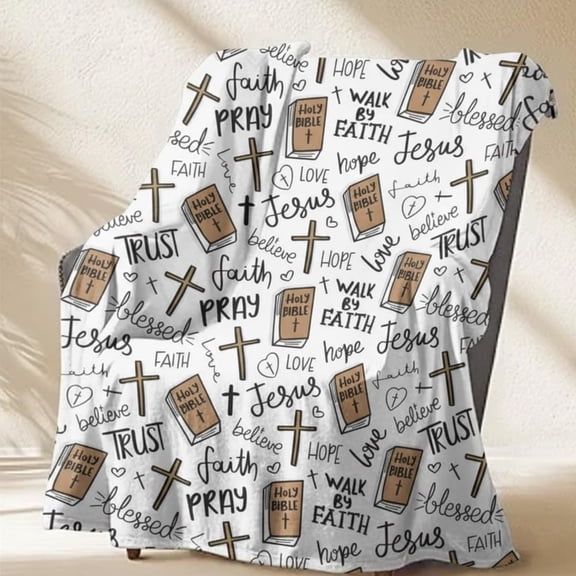 Yippzo Super Soft Christian Bible Jesus Throw Blanket, Personalized Faith Blanket, Prayer Throw, Cozy Custom Blankets, Spiritual Gift, Warm Religious