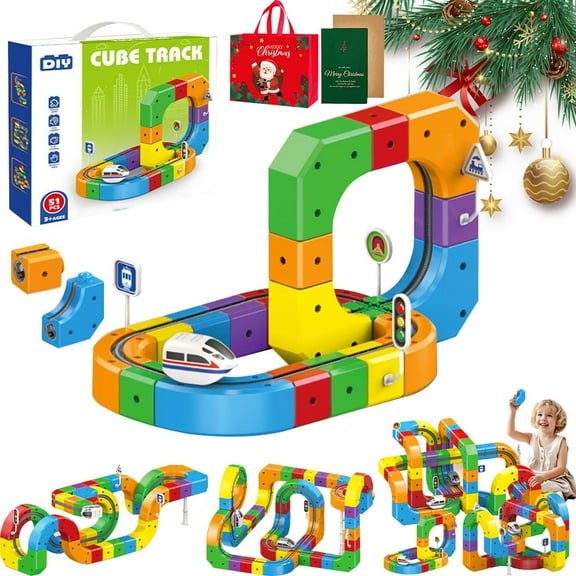 Yippzo Track Fusion Train - 2026 New Trackfusion 3D Train Routes with Mix-and-Match Cubes, Magnetic Monorail Trains Set,DIY Race Car Modular Clip-Fit Tracks