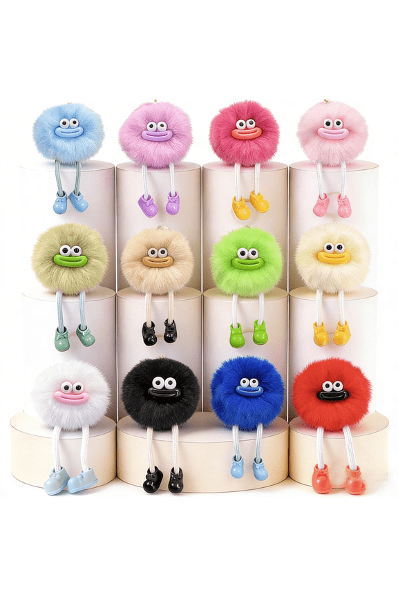 Valentines Day Gifts - 12 Pack Pre-filled Plush Toys Keychains with Valentine's Gift Cards for School classroom Class - Valentine Party Favors