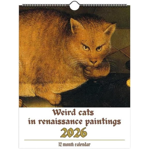 Yippzo Weird Cats in Renaissance 2026 Wall Calendar, 12 Cats Renaissance Paintings, Medieval Cat Calendar 2026, Gift for Cat Lovers & Art Fans