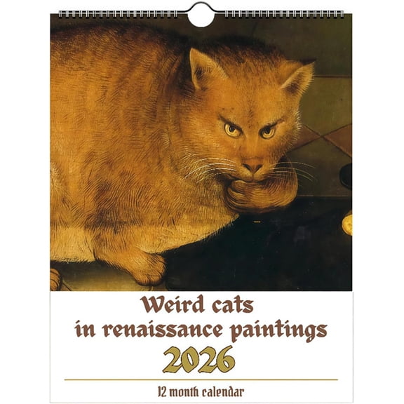 Yippzo Weird Cats in Renaissance 2026 Wall Calendar Funny Cat Art Monthly Calendar, 2026 Calendar for Home & Office, Creative Gift for Cat Lovers