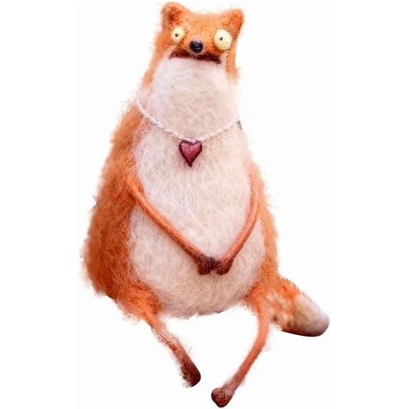 Yippzo Wool Felt Familiars - Quirky Handmade Companion, Wide-Eyed Weird Cute Felted Companions, Big-Eyed Cat & Opossum Figurines, Palm-Sized Desk Companions