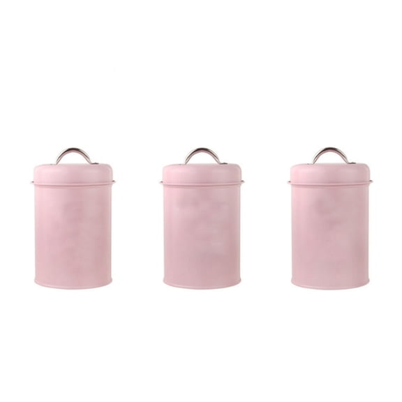 Yiran 3-Piece Set Pink European Galvanized Iron Storage Jars Coffee Tea Candy