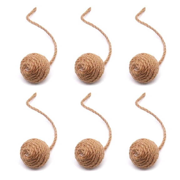 Yiran 4.5cm Yellow Sisal Teaser Ball Set, 6Pcs