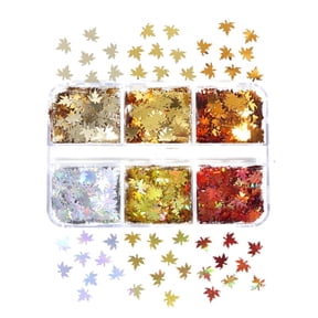 Yiran 6-Grid Maple Leaf Nail Glitter, Style 2