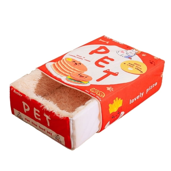 Yiran Cartoon Snack Box Cat Nest Bed, Red, Medium