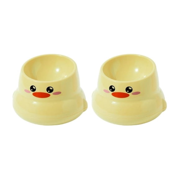Yiran Elevated Neck-Protective Cat Bowls, Yellow, 2 Pcs