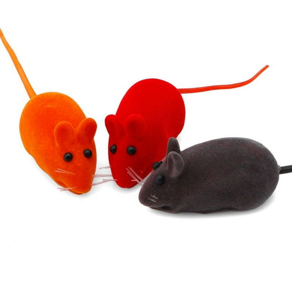 Yiran Flocked Mouse Toy, Random Color, 5Pcs, Cat Interactive Play