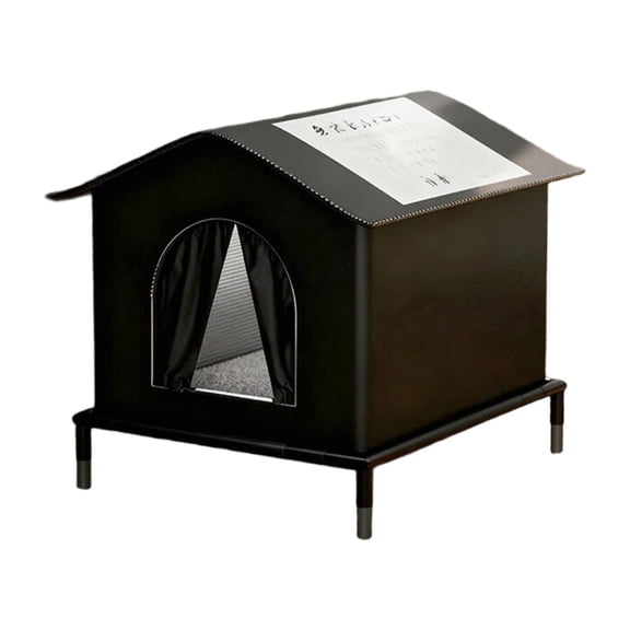 Yiran Outdoor Waterproof Cold-Resistant Stray Cat Nest, Black Small with Fixed Bracket (1 Set)