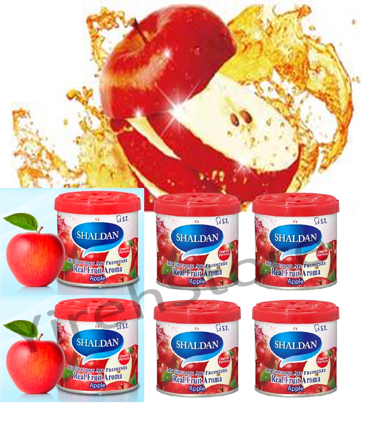 YirehStore My Shaldan Apple Scent 6-cans, Original Classic Formula, Car Cup-holder Natural air freshener, Real Fruit Aroma