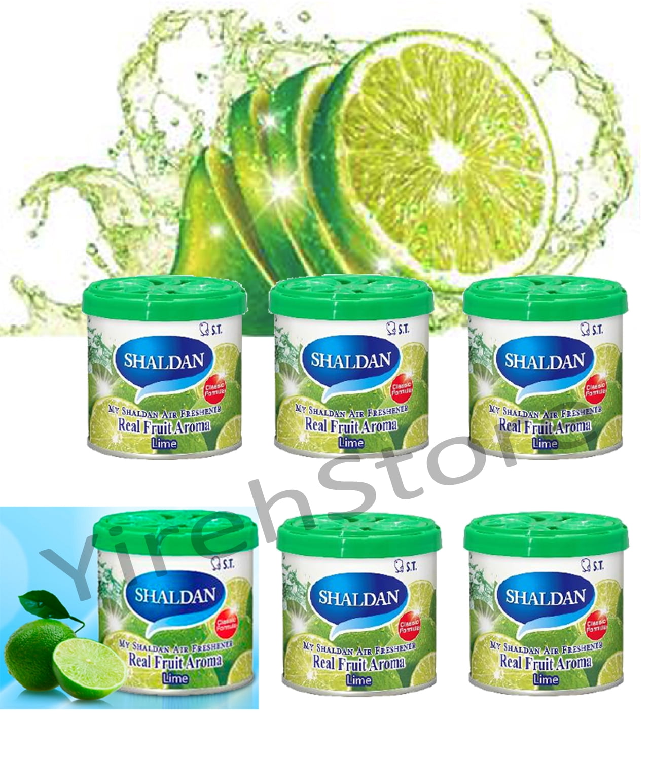 YirehStore My Shaldan Lime Scent 6-cans, Original Classic Formula, Car Cup-holder Natural air freshener, Real Fruit Aroma