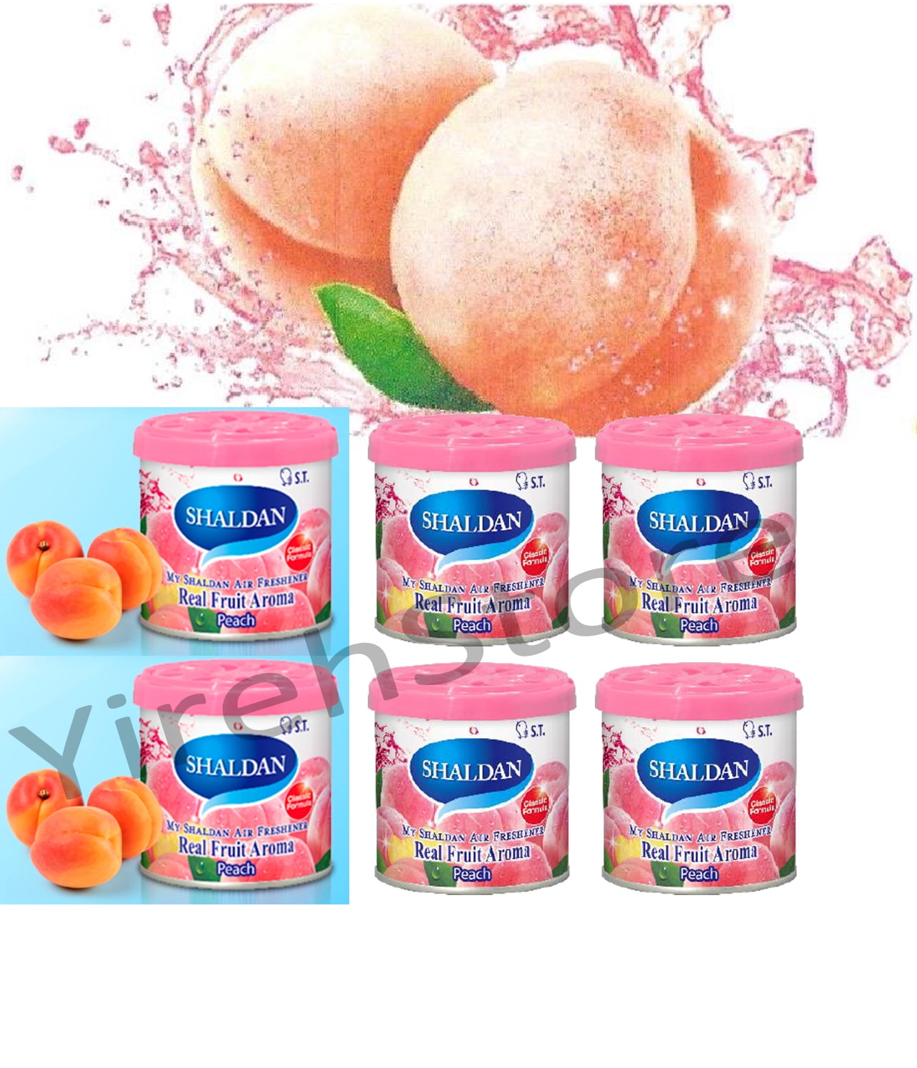 YirehStore My Shaldan Peach Scent 6-cans, Original Classic Formula, Car Cup-holder Natural air freshener, Real Fruit Aroma