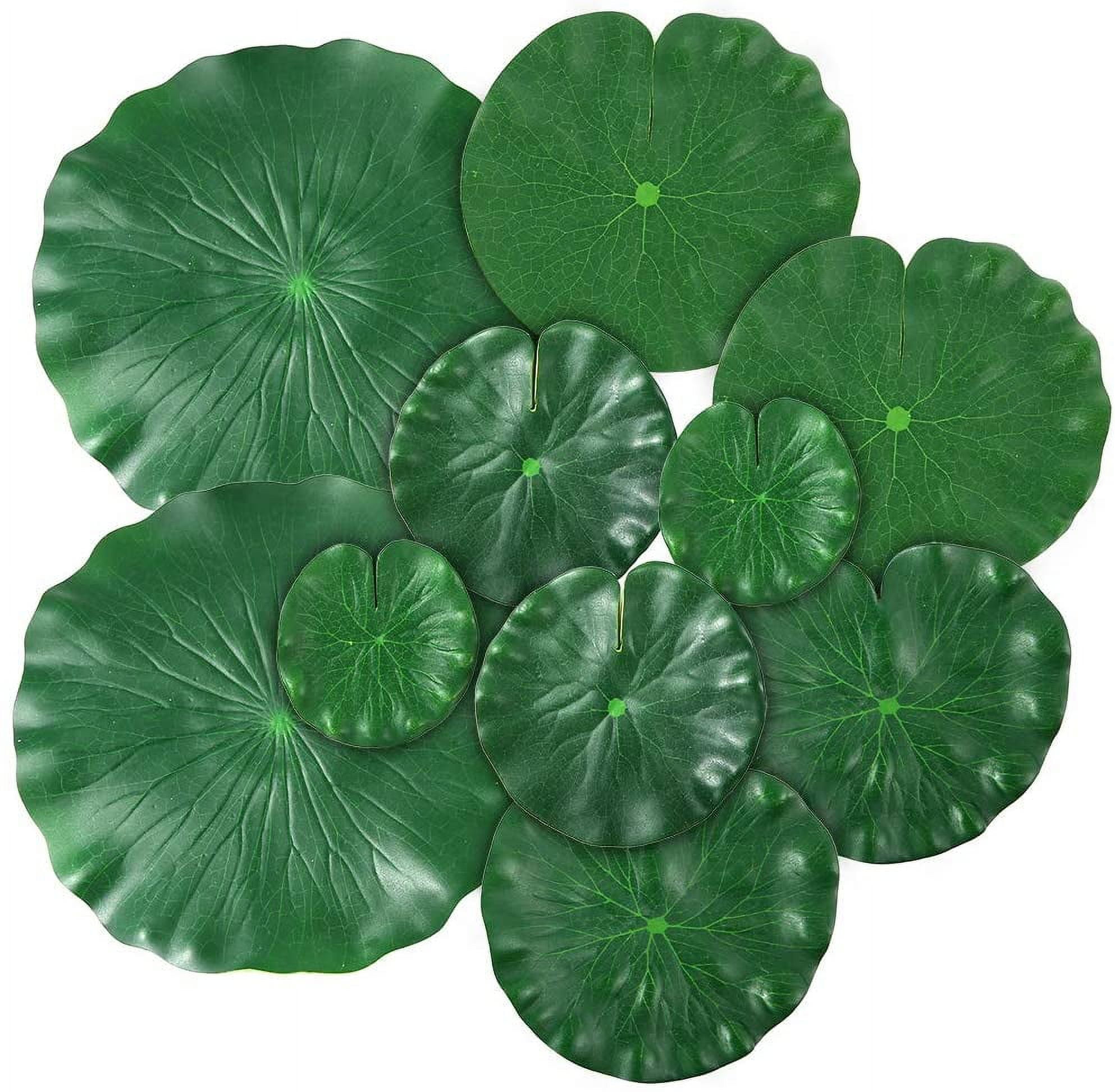 9pcs White Artificial Floating Lotus Flowers Lily Pads Leaves Pond