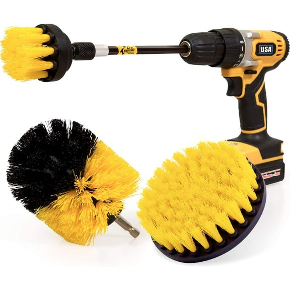Yirtree 1/3 Pack Drill Brush Power Scrubber Cleaning Brush Extended Long Attachment Set All Purpose Drill Scrub Brushes Kit for Grout, Floor, Tub, Shower, Tile, Bathroom