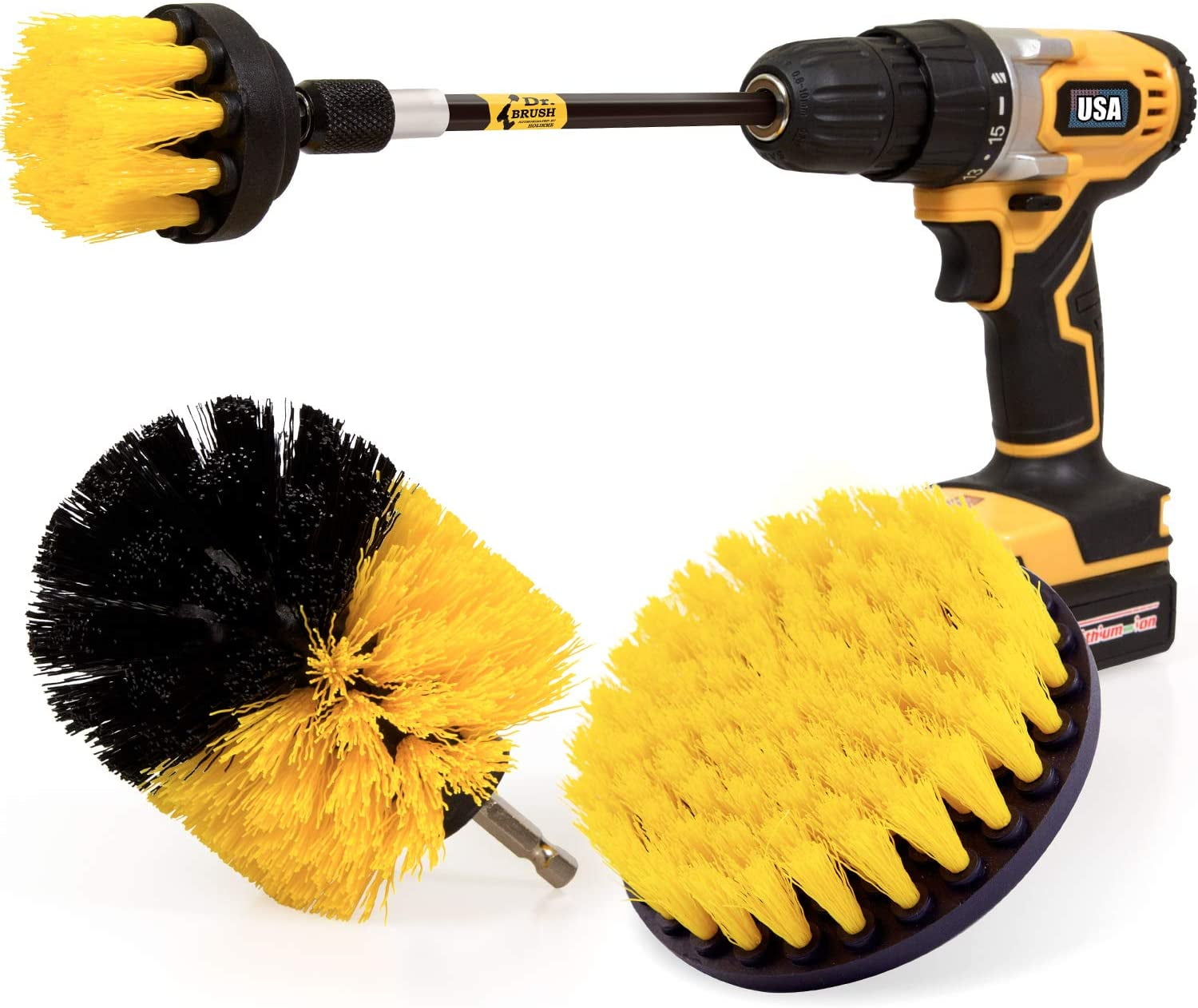 3-22X Drill Brush Power Scrubber Attachments For Wall Carpet Tile Grout  Cleaning